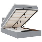 Cumpara ieftin Pat otoman cu saltea tesatura gri deschis 120x190 cm