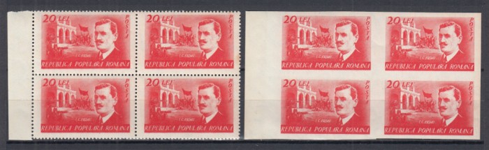 ROMANIA 1949 LP 252 LP 252 a I.C.FRIMU SERIA IN BLOCURI DE 4 MNH