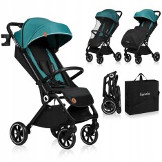 Carucior sport, Lionelo, Cloe, Cu accesorii, Cadru din aluminiu, Pana la 22 kg, Usor, Pliere compacta pentru avion, cu o singura foto