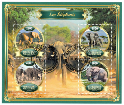 MADAGASCAR 2022 - Fauna, Elefanti/ set complet colita + bloc foto