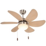 HOMCOM Ventilator de tavan cu lumină, comutator de lanț, 3 viteze, 76 cm x 76 cm x 41,5 cm, Alb | Aosom Romania