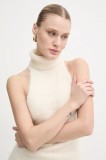 Gestuz vesta de lana culoarea bej, cu guler, 10909587
