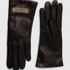 Moschino manusi de piele femei, culoarea negru