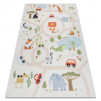BAMBINO 1165 covor lavabil Grădină zoologică pentru copii anti-alunecare - bej, 160x220 cm foto