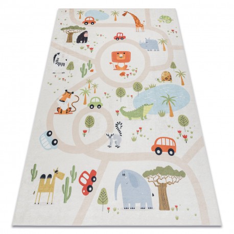 BAMBINO 1165 covor lavabil Grădină zoologică pentru copii anti-alunecare - bej, 160x220 cm