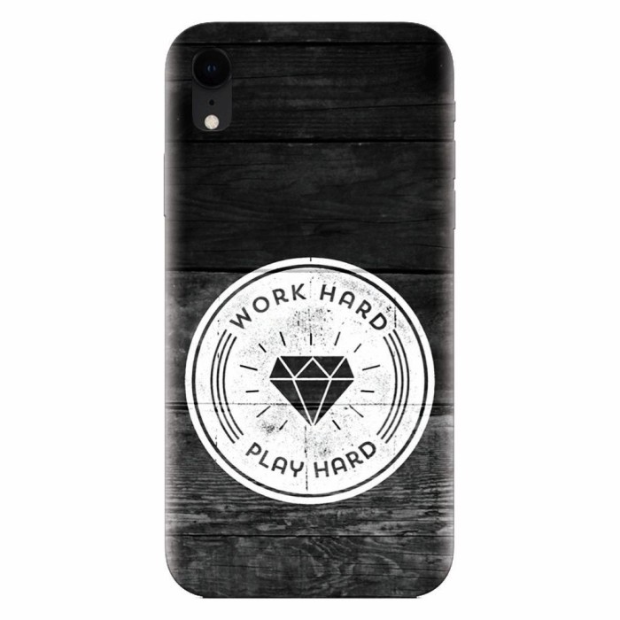 Husa silicon pentru Apple Iphone XR, Work Hard Play Hard