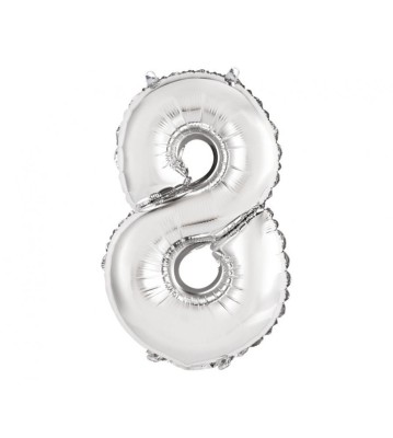 Balon Folie Cifra 35 cm Argintiu-Tip Cifra 8 foto