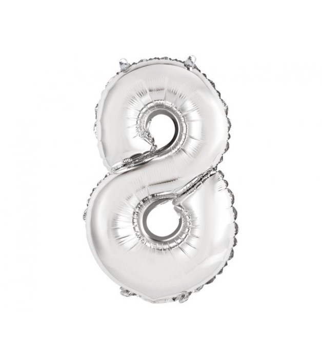 Balon Folie Cifra 35 cm Argintiu-Tip Cifra 8