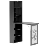 HOMCOM Birou Modern Pliabil cu Bibliotecă și Tablă, din Lemn și Metal, 98x51x153 cm, Negru | Aosom Romania
