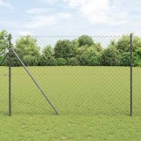 Set de St&acirc;lpi de Gard Gri 1.6 x 25 m Oțel Galvanizat &amp; PVC