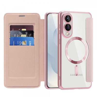 Husa MagSafe pentru Samsung Galaxy S25 Edge S937, Techsuit, SmartMag Book, Roz foto