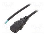Cablu IEC C13 mamă 3x0,75mm2 0,5m negru 10A 250V LIAN DUNG