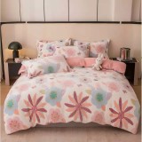 Cumpara ieftin Lenjerie Cocolino 4 Piese Pentru Pat Dublu cu Elastic - JOJ646 Floare Roz