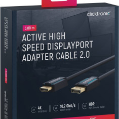 Cablu Profesional Clicktronic DisplayPort la HDMI 5m aurit v2.0 4K 60Hz 10.2Gbit/s AWG26 44926