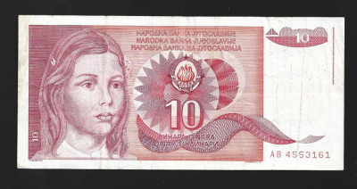 Yugoslavia 10 dinari 1990 foto