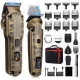 Masina de Tuns Profesionala Fara Fir cu Lame Otel Inoxidabil, 5 Piepteni Ajustabili (3-15 mm), Autonomie 180 min, Motor Silentios, Set Complet pentru