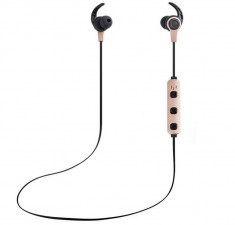 Casti Sport Wireless Bluetooth iUni CB41, Handsfree, Microfon, Control Volum, Magnet, Gold foto