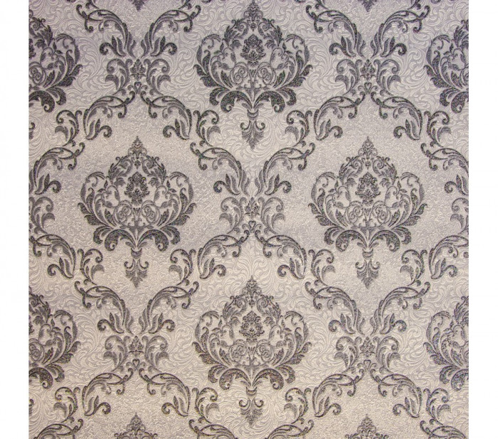 Tapet clasic, baroc, gri, sclipici fin, spuma vinilica, Vomax, 1524-21