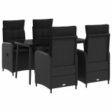 vidaXL Set masă de canapea cu pernă cu pernă 5 pcs Negru 3422454
