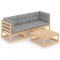 Set mobilier de gradina cu perne, 4 piese, lemn masiv de pin