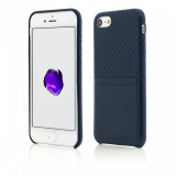 Husa Vetter pentru iPhone SE (2020), 8, 7, Clip-On with Card Port, Carbon Fiber Feel, Albastru