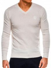 Bluza pentru barbati, din bumbac, alb, casual slim fit - E74 foto