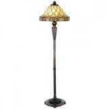 Cumpara ieftin Lampadar cu baza din polirasina maro si abajur sticla Tiffany 46x168 cm