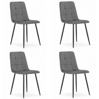 Set 4 scaune bucatarie/living, Artool, Kara, catifea, metal, gri si negru, 44.5x50.5x87 cm foto