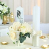 Set 2 Lumanari pentru Nunta cu Flori si Fundita - LN43