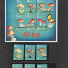 Gambia 2000-Flora,Ciuperci,serie 6 val.si bloc 6 valori,MNH.Mi.3622-7,3622-7KB