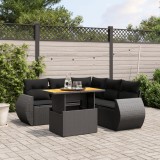 vidaXL Set mobilier de grădină cu perne, 6 piese, negru, poliratan 3272189
