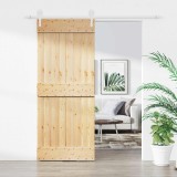 vidaXL Ușă glisantă Natural și Alb 85 x 210 cm Lemn de Pin Solid 3445178
