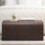 vidaXL Cufăr de comori cu zăvoare maro &icirc;nchis 90x50x39,5 cm placaj