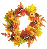 Veniec MagicHome Nature, jesenn&yacute;, oranžov&yacute;, javorov&eacute; listy, 40 cm