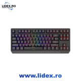 Tastatura Wireless Gaming Genesis THOR 230, Red OUTEMU Switch, Hot Swap, Tastatura Bluetooth Format TKL Compact Carry-On, FULL Anti-Ghosting, Software