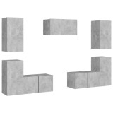 Cumpara ieftin Set de dulapuri TV, 7 piese, gri beton, lemn prelucrat