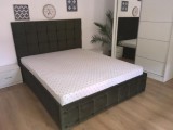 Pat Tapitat Regal 140 cm x 200 cm Verde din Stofa fara saltea
