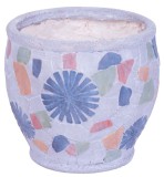 Ghiveci ceramic cu mozaic gri MagicHome, stil mediteranean, 27,5x27,5x25 cm