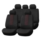 Huse auto universale pentru scaune fata si spate set complet 9 piese AMiO SC03, negru-rosu Black/RED Quilting, compatibile cu airbag
