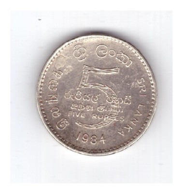 Moneda Sri Lanka 5 rupees 1984, stare relativ buna, curata foto
