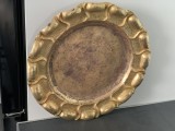 Imensă fructiera veche de colecție din alama/cupru lucrată manual ,marcată Garantiert HandArbe&rsquo;t,diametrul 33,5 cm ,de colecție/decor.
