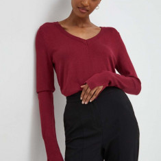 Answear Lab pulover femei, culoarea bordo, light