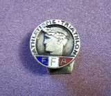 Insignă (vintage cu talpa) oficială a Federației Franceze de Atletism (FFA) sectiunea Triatlon