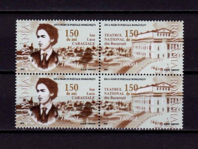 RO 2002 , LP 1589 ,&amp;quot; Ziua marcii postale rom./diptic&amp;quot; , Bloc 4 / 2 serii ,MNH foto