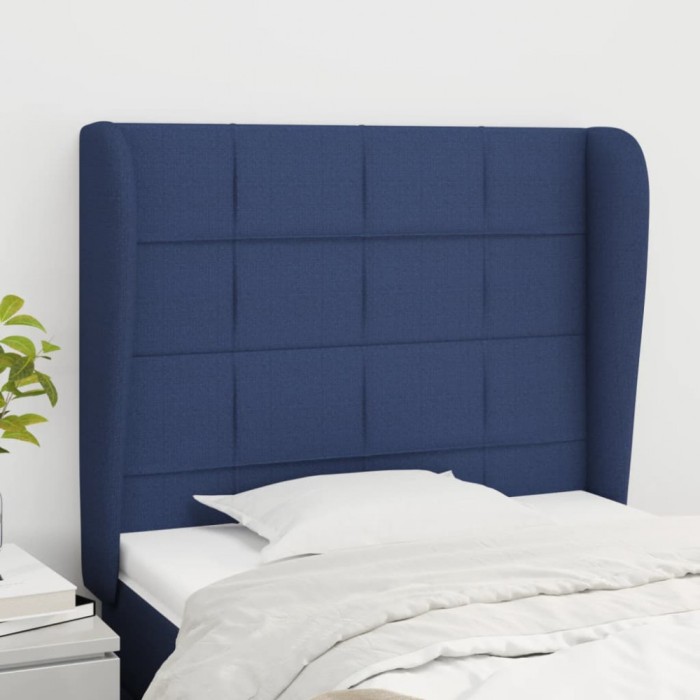 vidaXL Tăblie de pat cu aripioare, albastru, 83x23x118/128 cm, textil 3117936