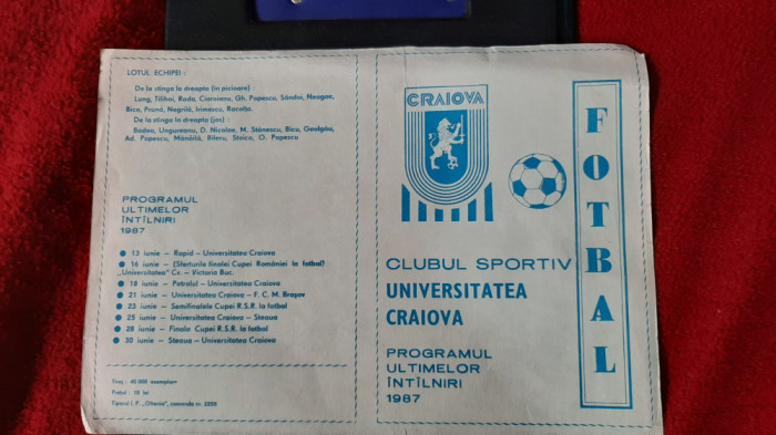 Pliant program U Craiova 1987