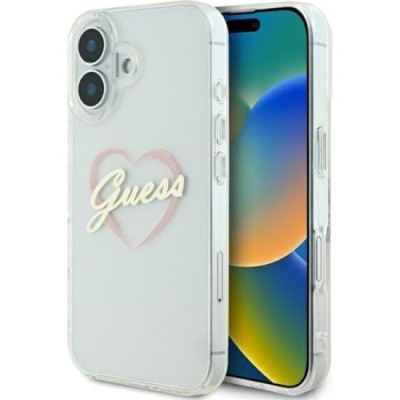 Husa pentru iPhone 16 Plus - Guess Hardcase IML Heart (GUHCP16MHCHGSPT) - Clear foto