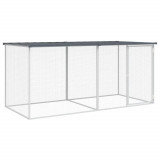 Cumpara ieftin Cusca pentru gaini cu acoperis, antracit, 203x98x90 cm, otel galvanizat
