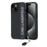 Husa pentru iPhone 15 / iPhone 14 / iPhone 13 - Karl Lagerfeld Saffiano Rhinestones&amp;Charm (KLHCP15SPSAKDGCK) - Black