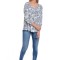 Bluza Dama, Alb Bleumarin Ampla cu model - XL